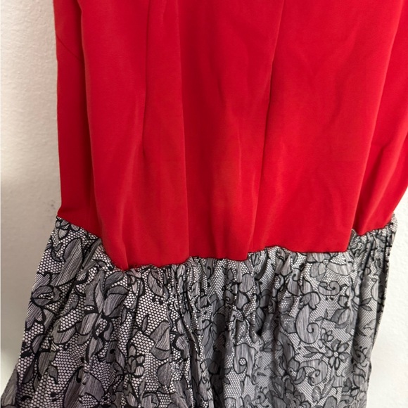 Anna Molinari  vintage 1940 Scarlet and Charcoal Maxi Dress - Picture 5 of 6